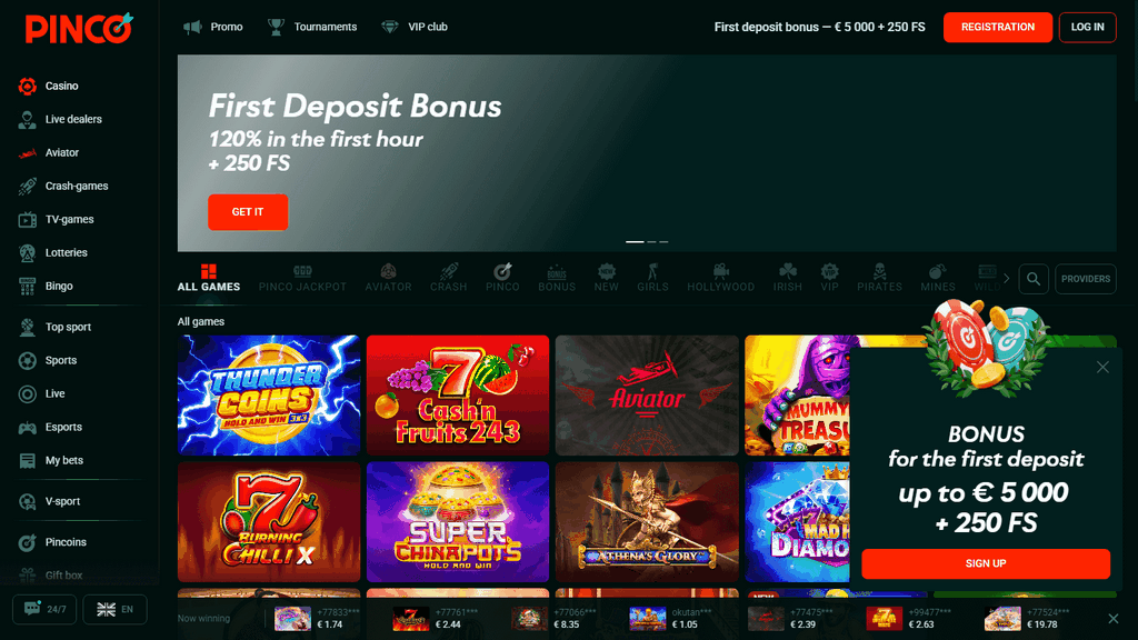 Pinco Online Casino Değerlendirmesi 2026 - Kumarhane Oyunları