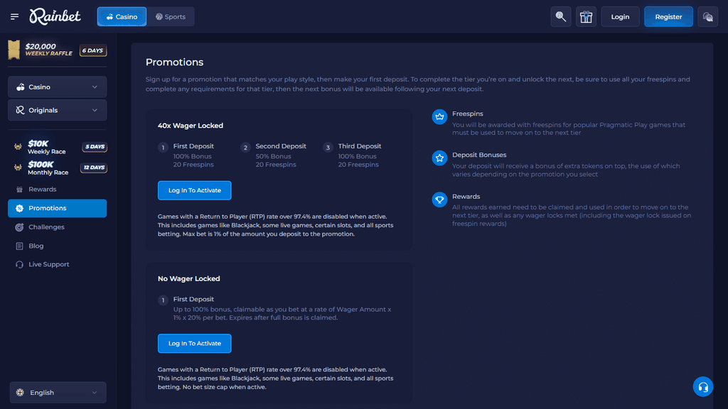 Testimonianza del sito del casinò Rainbet 2026 - Incentivi, giochi e altro